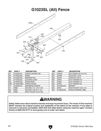 Part Diagram for G1023SLX