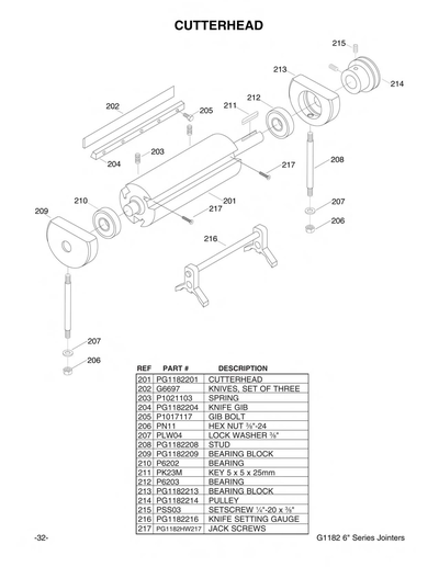Parts for G1182Z 6