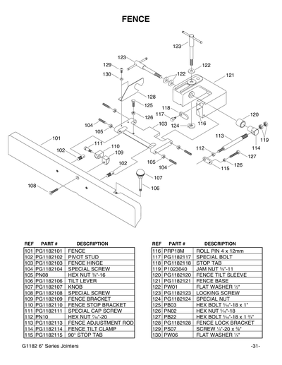 Parts for G1182ZX 6