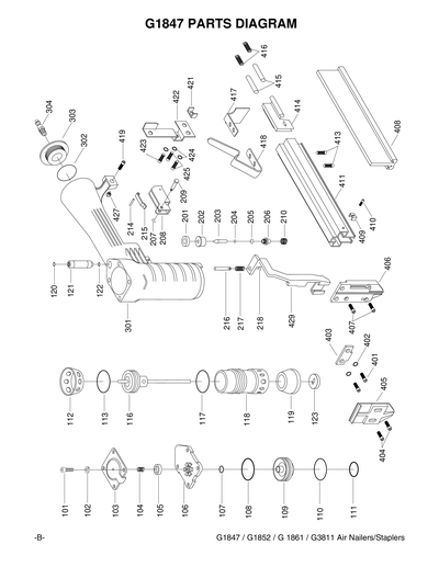 Parts for G1861 Super Brad Nailer - Red - Grizzly Industrial, Inc.