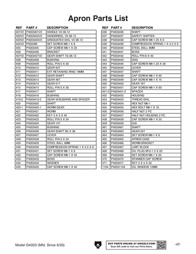 Part Diagram for G4003