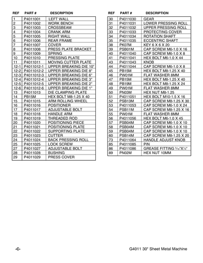 Part Diagram for G4011