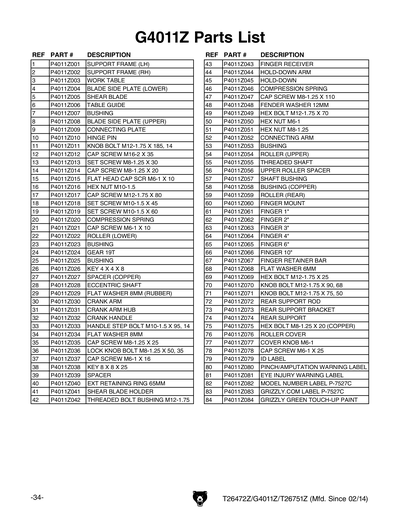 Part Diagram for G4011Z