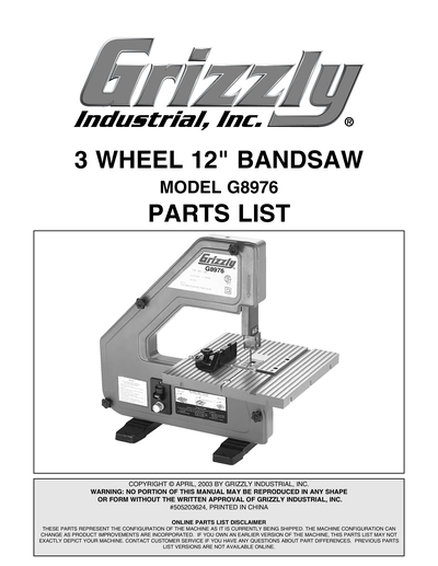 Parts for G8976 3 Wheel 12