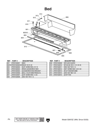 Parts for G9972Z 11