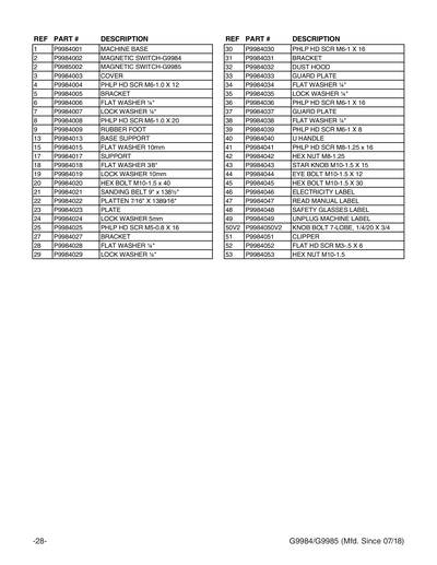 Part Diagram for G9985