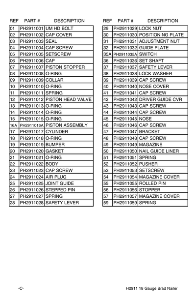 Part Diagram for H2911