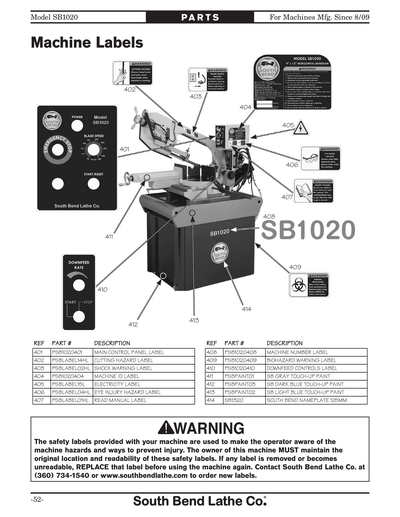 Part Diagram for SB1020