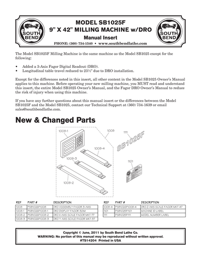 Part Diagram for SB1025F