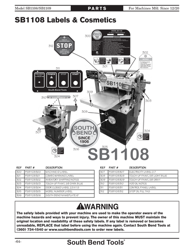 Part Diagram for SB1108