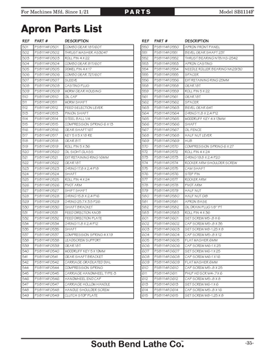 Part Diagram for SB1114F