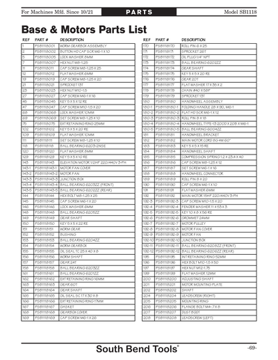 Part Diagram for SB1118