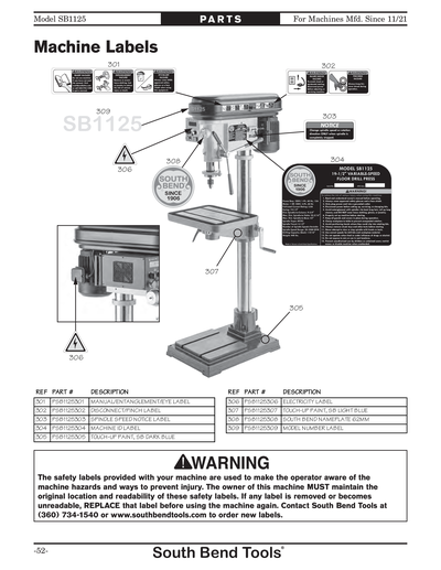 Part Diagram for SB1125
