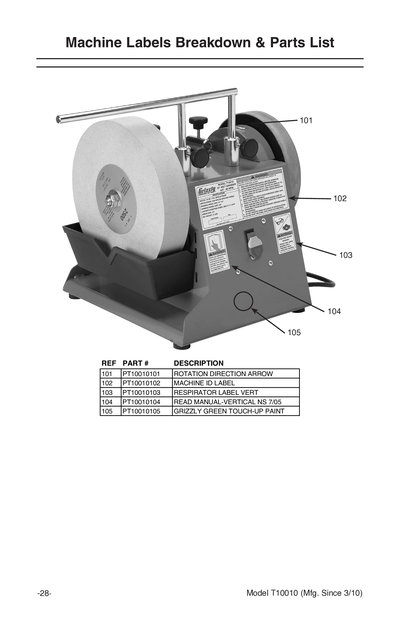 Parts for T10010 10