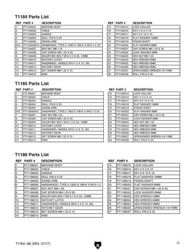 Part Diagram for T1184