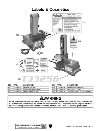 Parts for T33256 4