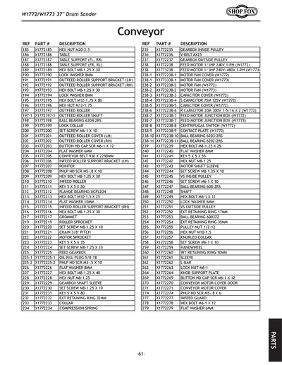 Parts for W1772 37