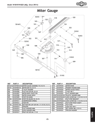 Parts for W1819 10