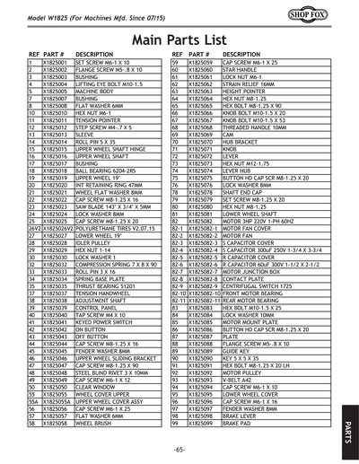 Part Diagram for W1825