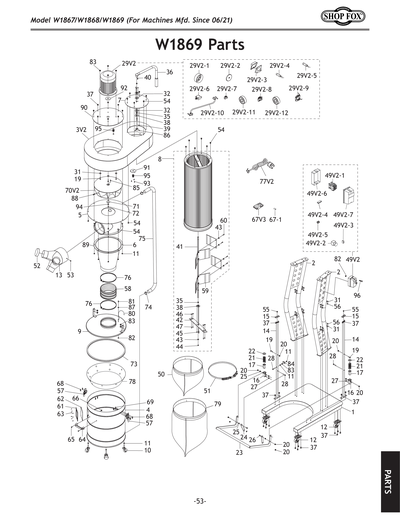 Parts for 2 HP Portable Cyclone Dust Collector - Grizzly