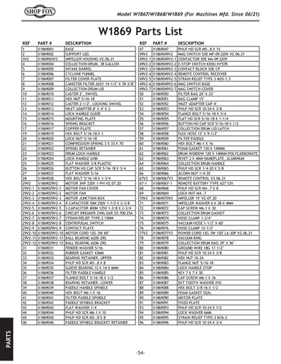 Part Diagram for W1869