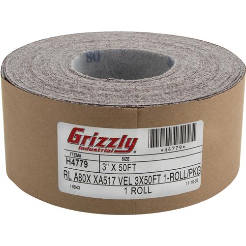 Image for Grizzly H4779 - 3" x 50' A/O Sanding Roll 80 Grit, H&L