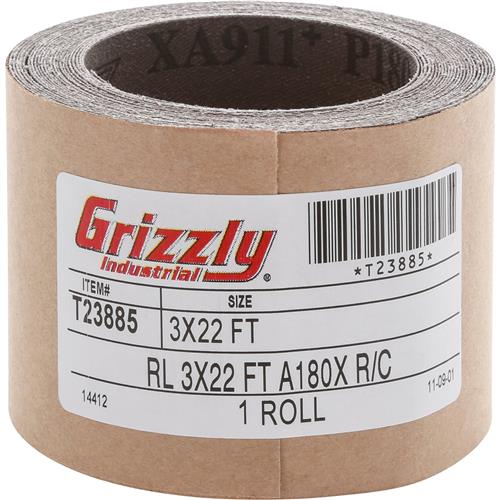 Image for Grizzly T23885 - 3" x 22' A/O Sanding Roll 180 Grit