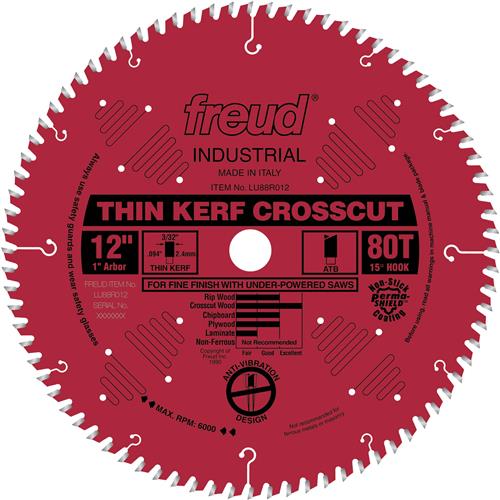 Image for Freud T24434 - 12" x 1" 80t ATB Cross-Cut Saw Blade
