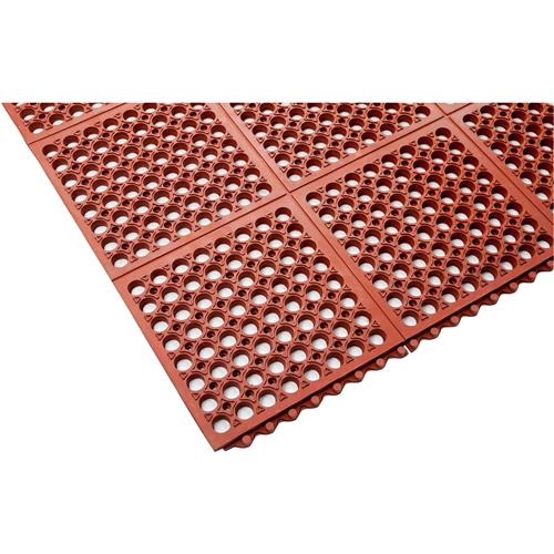 Image for Supermat T28511 - 3x5 Nitrile Rubber Mat w/Holes, Beveled Edges, Grease Resistant - Terra Cotta
