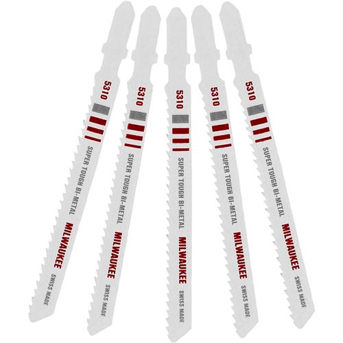 Image for Milwaukee T31365 - 4" 10 TPI T-Shank Bi-Metal Wood Jigsaw Blade, 5 pk.