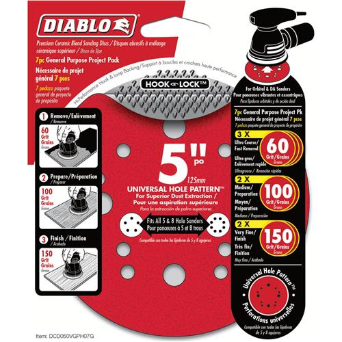 Image for Diablo T33513 - 5" ROS Hook & Lock™ Disc Project Pack General Purpose 7 Pk