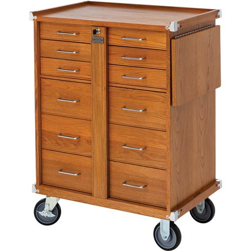 Image for Grizzly T33975 - 26" Series 9-Drawer Red Oak Roller Cabinet with Table