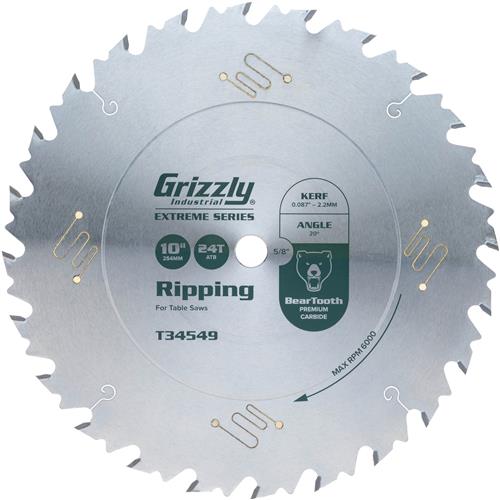 Image for Grizzly T34549 - 10" x 5/8" 24T ATB Extreme Series Thin Kerf Ripping Saw Blade